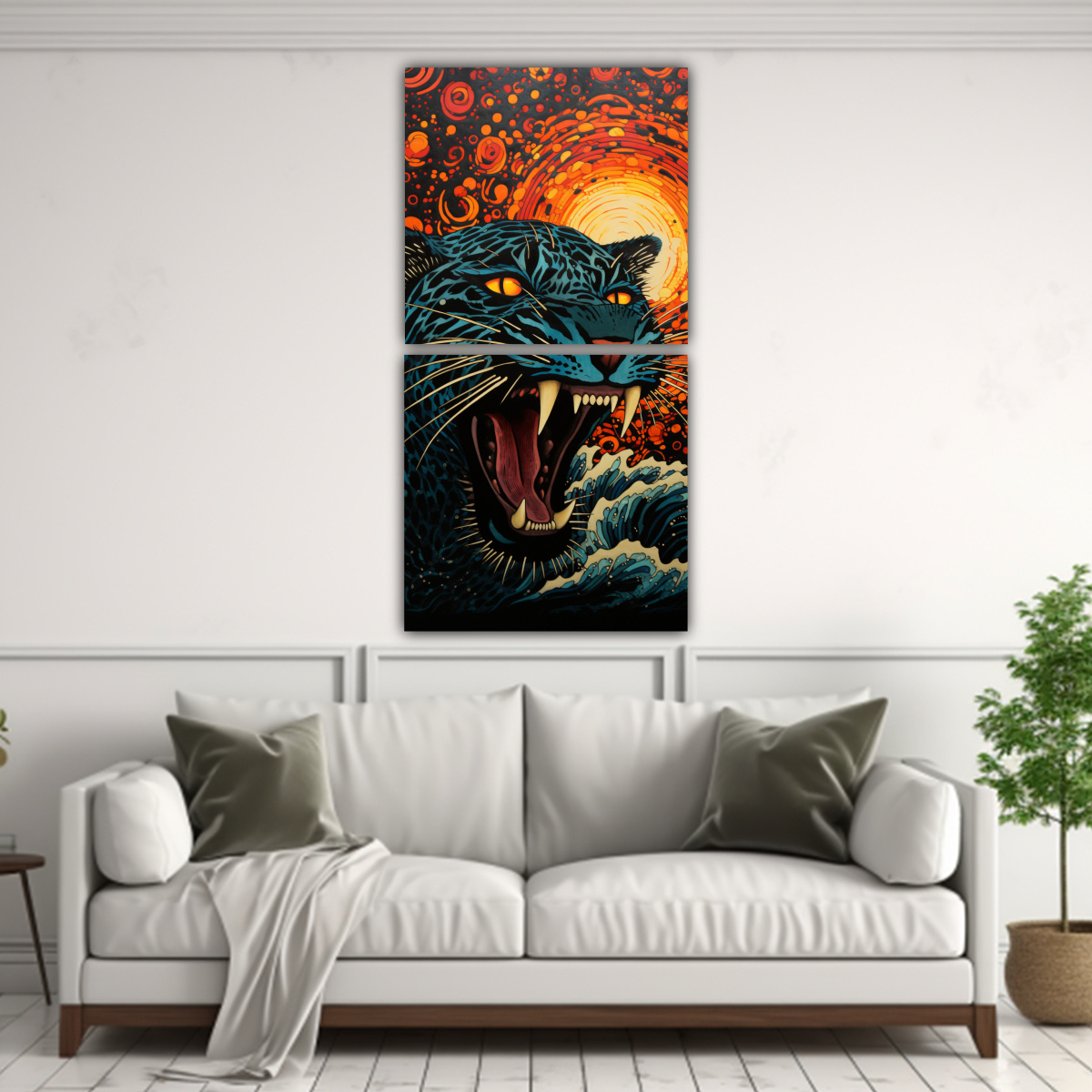 pinturas-de-decoraci-n-desert-twilight-el-feroz-le-n-ruge-audazmente-en-bastidor-de-dos-telas-en-movimiento-1