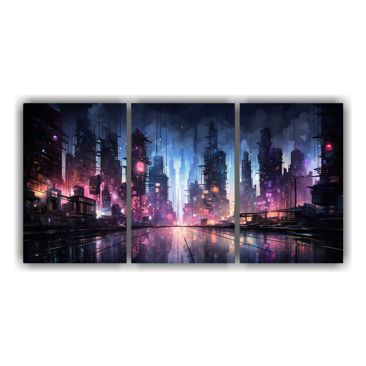 pinturas-de-decoraci-n-din-mica-abstracta-de-una-ciudad-en-ne-n-