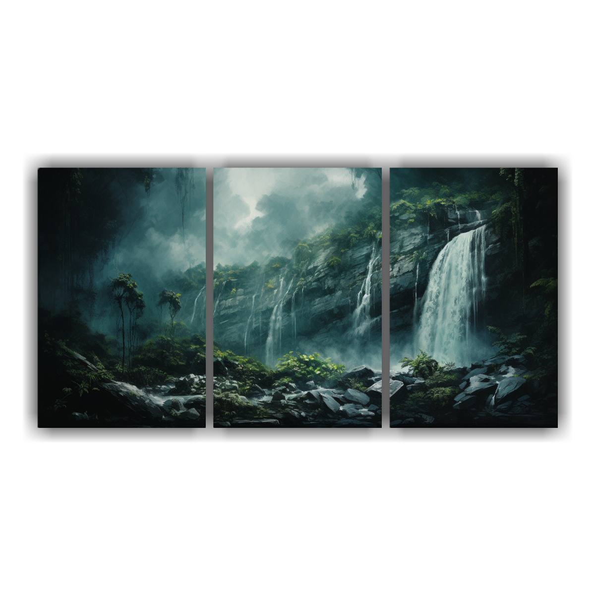 pinturas-de-decoraci-n-en-tres-lienzos-de-tela-con-cascadas-en-un-para-so-escondido-en-la-amazon-a
