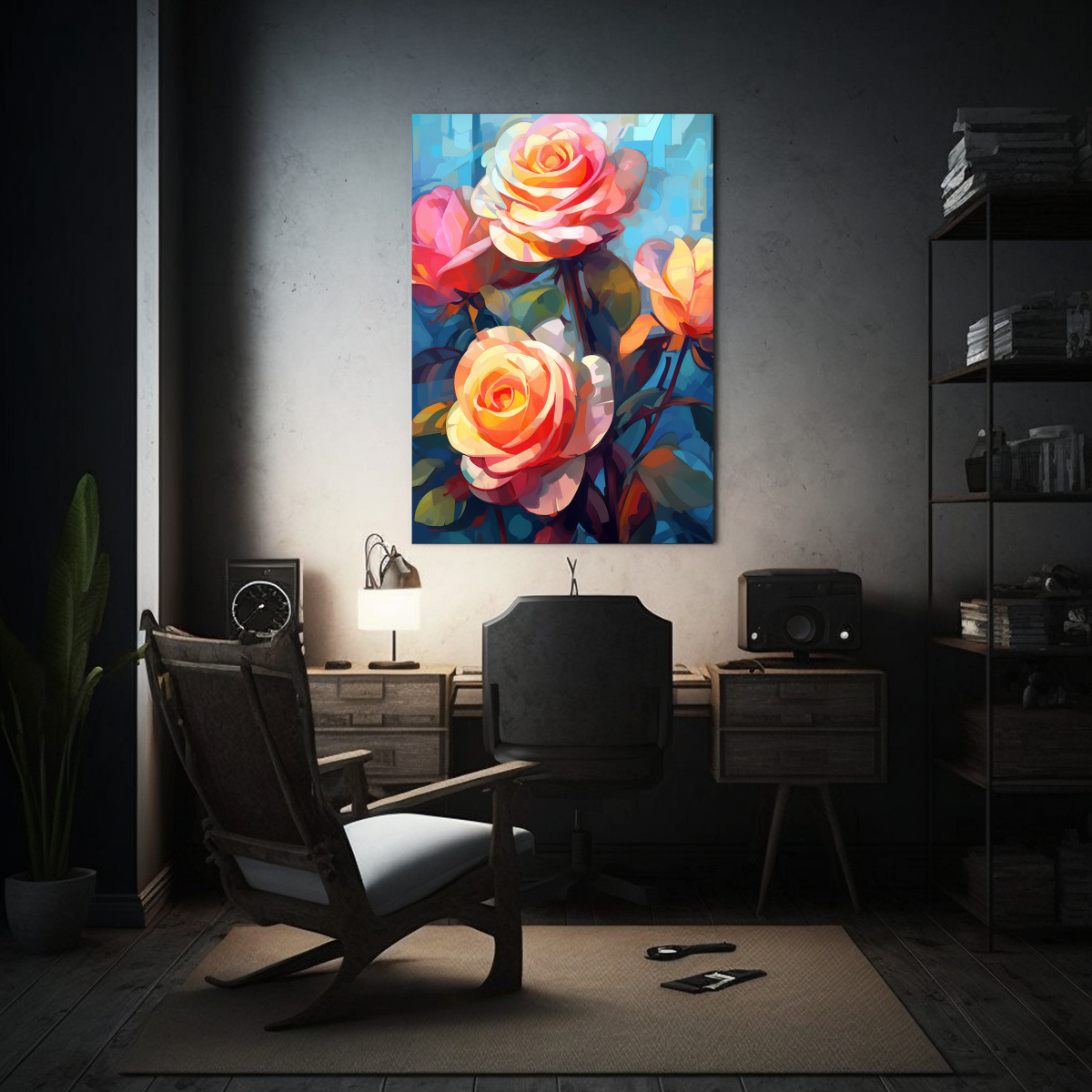 pinturas-de-decoraci-n-estilo-boho-moderno-con-flores-o-rosas-en-arte-estilo-galer-a-1