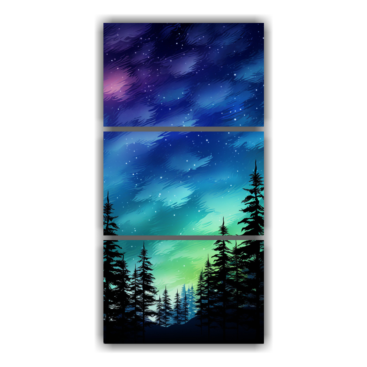 pinturas-de-decoraci-n-inspiradoras-para-tu-habitaci-n-con-rboles-de-pino-en-silueta-contra-un-crep-sculo-abstracto-