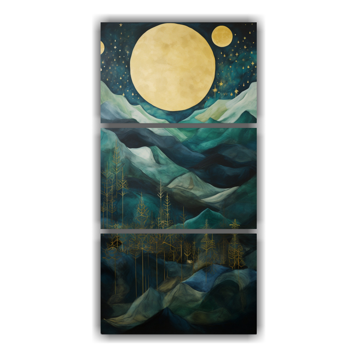 pinturas-de-paisaje-abstracto-de-monta-as-y-rboles-a-la-medianoche-para-decorar-habitaciones