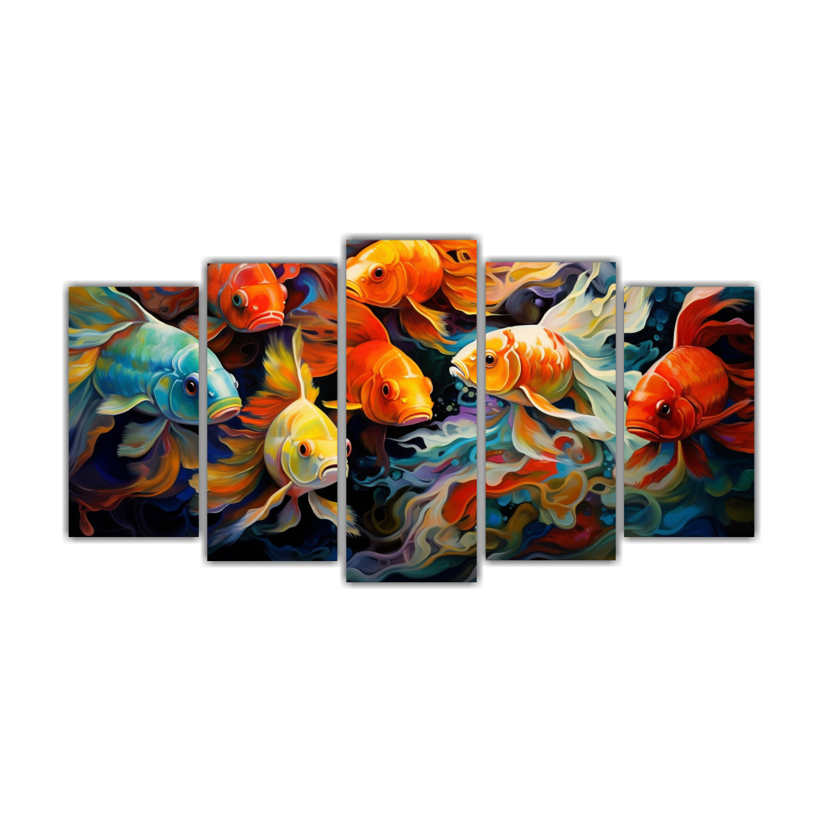 pinturas-de-peces-abstractos-cinco-lienzos-estilo-galer-a-llenos-de-alegr-a