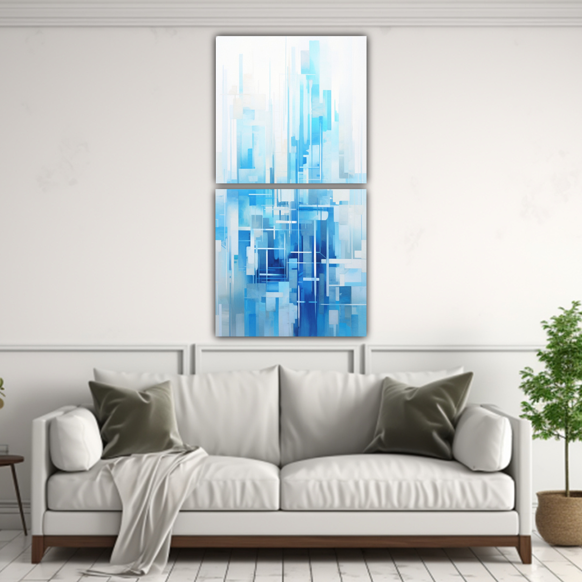 pinturas-decorativas-abstractas-de-edificios-de-ciudad-en-tonos-azules-y-blancos-1