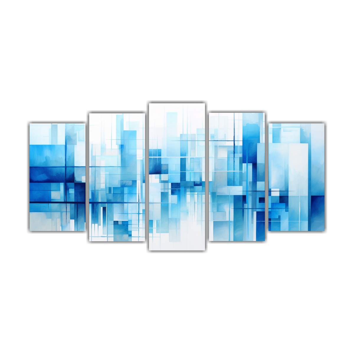 pinturas-decorativas-abstractas-de-edificios-urbanos-en-estilo-azul-y-blanco-en-cinco-composiciones-conceptual-simetr-a
