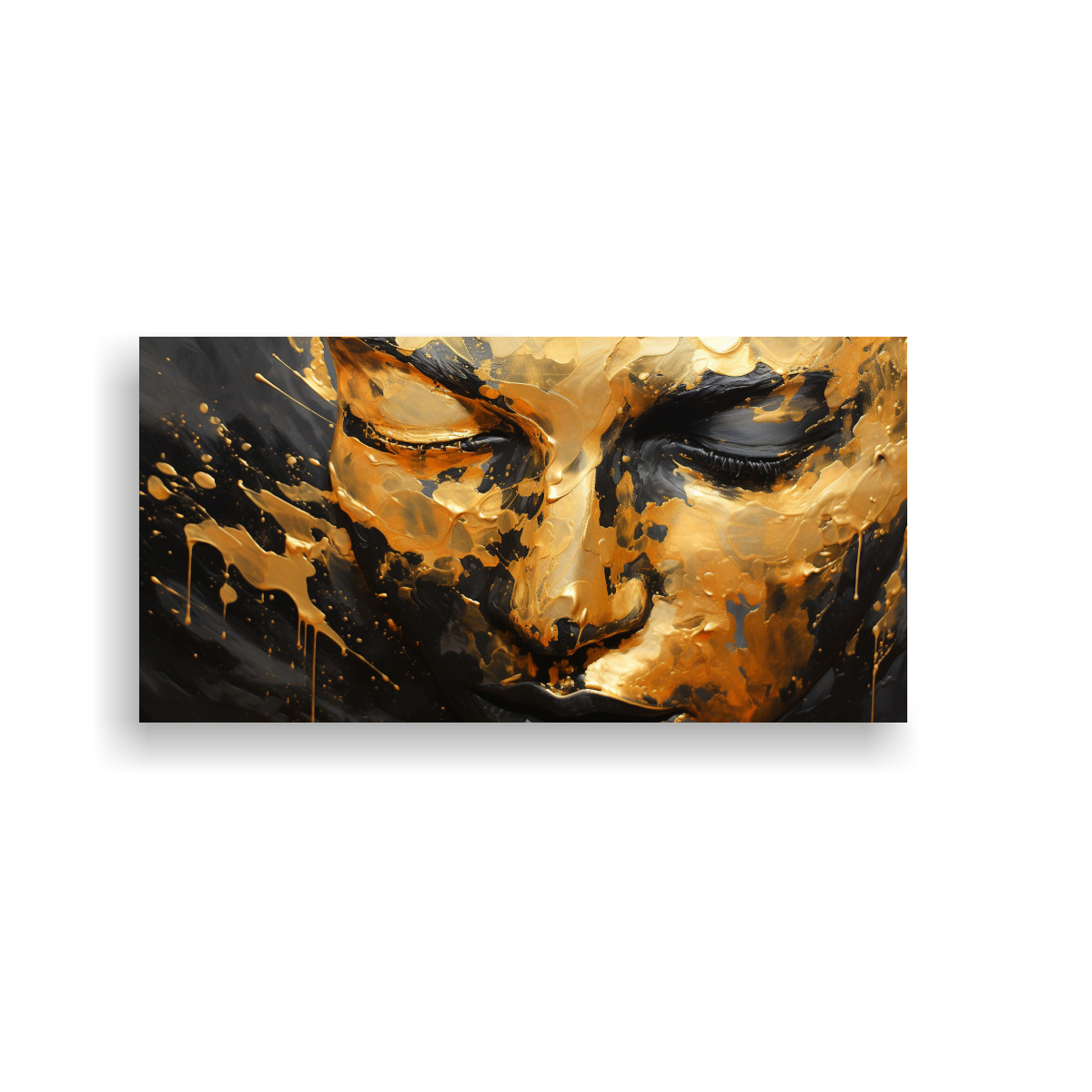 pinturas-decorativas-arte-calidos-con-contornos-faciales-y-salpicaduras-doradas-y-elementos-dorados