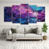 pinturas-decorativas-con-espectacular-perspectiva-de-cinco-cuadros-de-m-rmol-azul-y-morado-sobre-fondo-azul-1