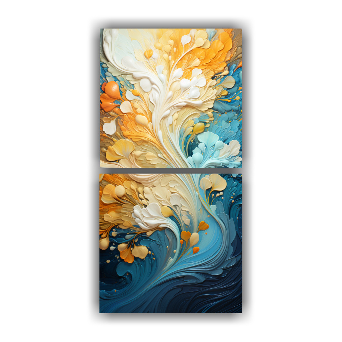 pinturas-decorativas-con-esquema-de-textura-funky-amarillo-verde-azul-y-blanco-en-dos-cuadros