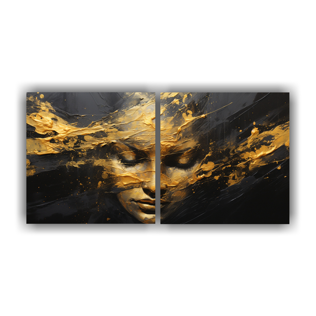 pinturas-decorativas-con-textura-facial-y-salpicaduras-doradas-y-amarillas