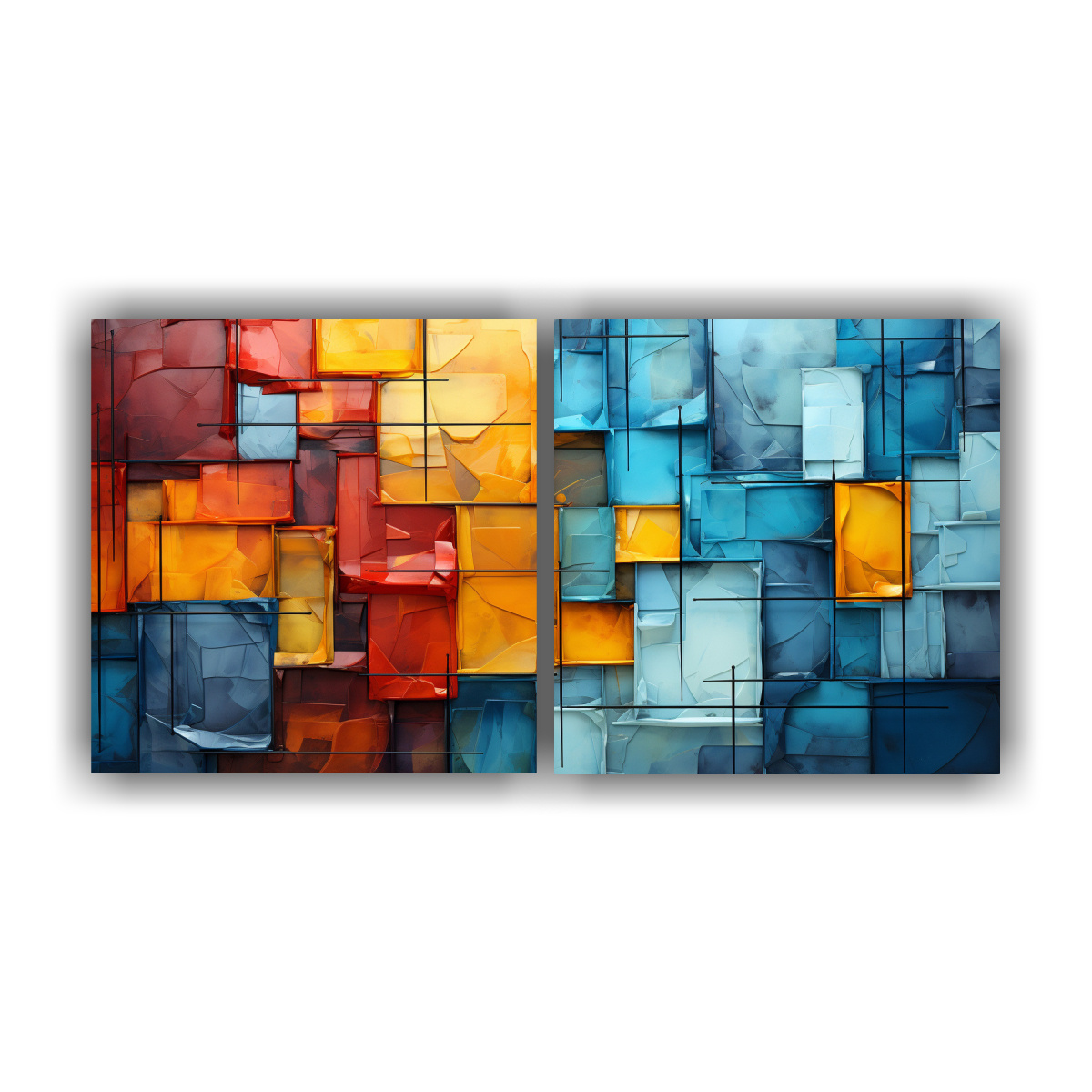 pinturas-decorativas-con-vibrantes-colores-y-patrones-abstractos-en-tela