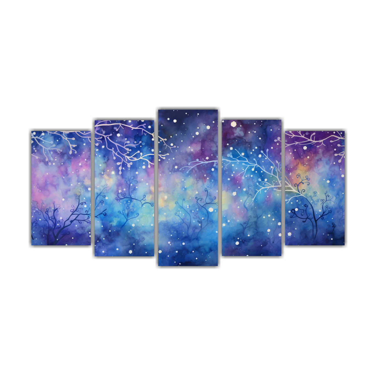 pinturas-decorativas-de-cinco-composiciones-dibujo-composici-n-equilibrada-abstracto-de-un-cielo-estrellado-en-lo-profundo