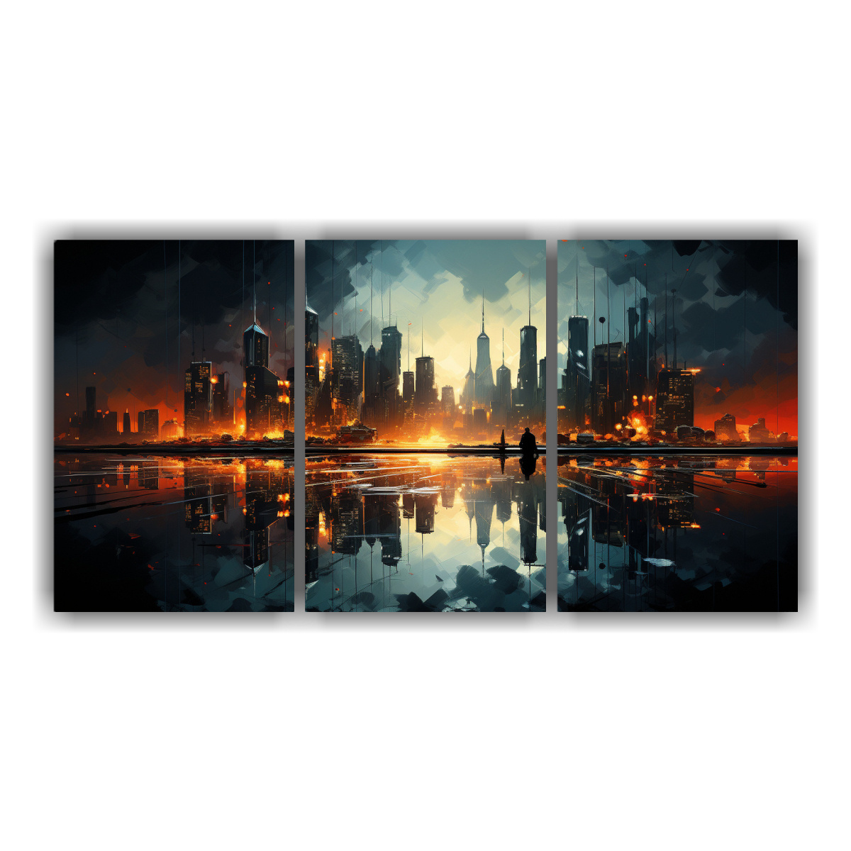 pinturas-decorativas-de-ciudad-abstracta-con-toque-futurista-en-tres-lienzos-de-tela-combinados