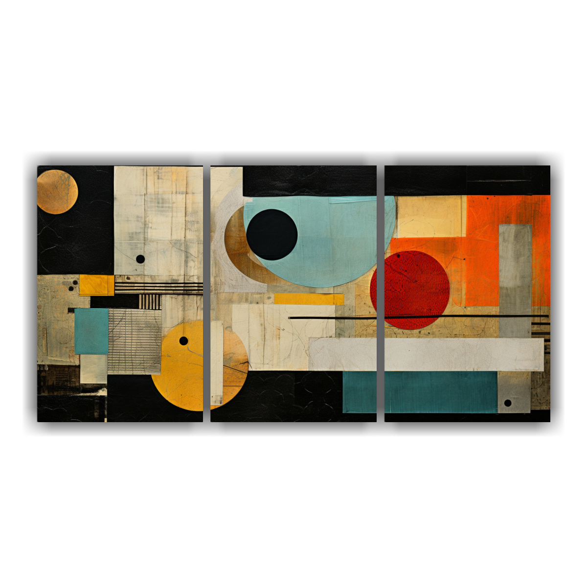 pinturas-decorativas-de-dise-o-para-sala-de-estar-inspiradas-en-collage-abstracto-de-texturas-y-colores-en-tres-telas-en-bastidor