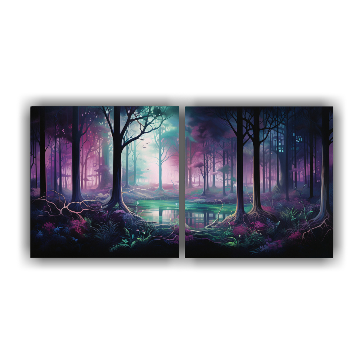 pinturas-decorativas-de-dos-artes-representaci-n-abstracta-de-un-bosque-encantado-en-cuadroes-de-interiores-