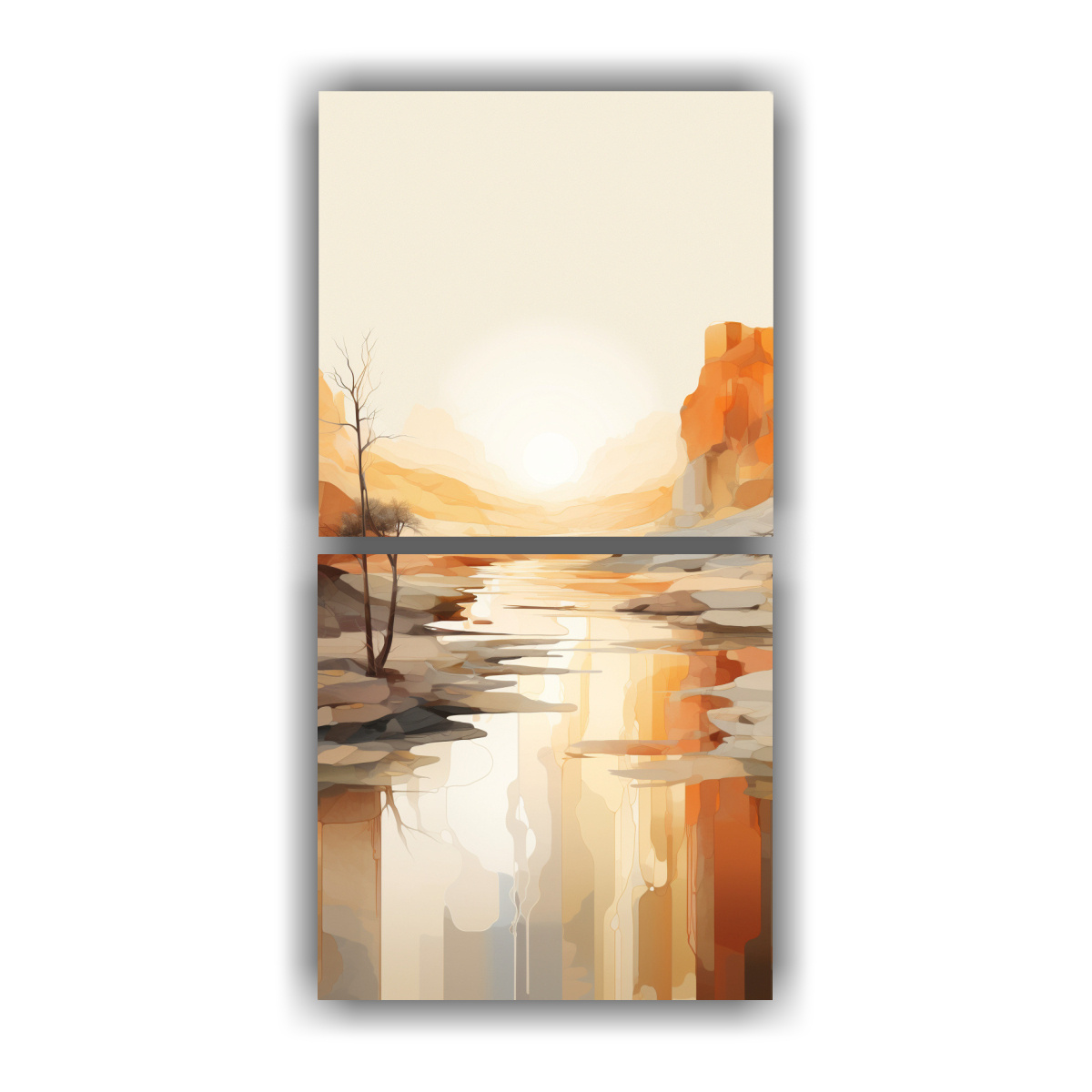 pinturas-decorativas-de-dos-composiciones-verticales-de-gama-de-colores-abstracta-de-un-oasis-sereno-en-el-desierto-