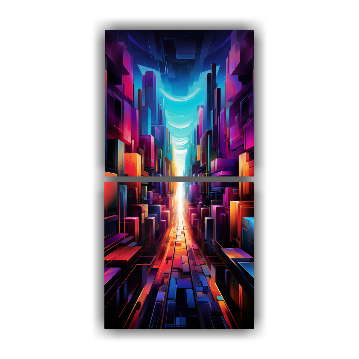 pinturas-decorativas-de-estilo-abstracto-de-una-ciudad-futurista-en-bastidor-dos-telas