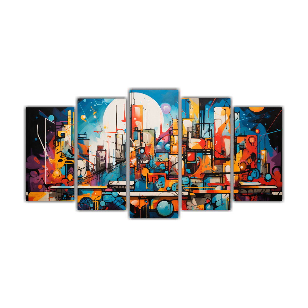 pinturas-decorativas-de-estilo-abstracto-que-representan-la-energ-a-de-una-ciudad-en-cinco-telas-en-bastidor-