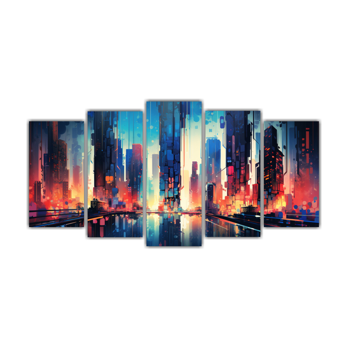 pinturas-decorativas-de-interpretaci-n-abstracta-de-una-metr-polis-futurista-