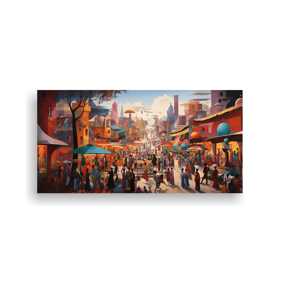 pinturas-decorativas-de-la-dimensi-n-abstracta-de-canva-calidos-representaci-n-de-un-animado-mercado-en-v