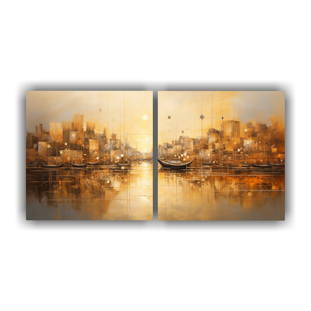 pinturas-decorativas-de-representaci-n-abstracta-de-un-puerto-bullicioso-al-atardecer-