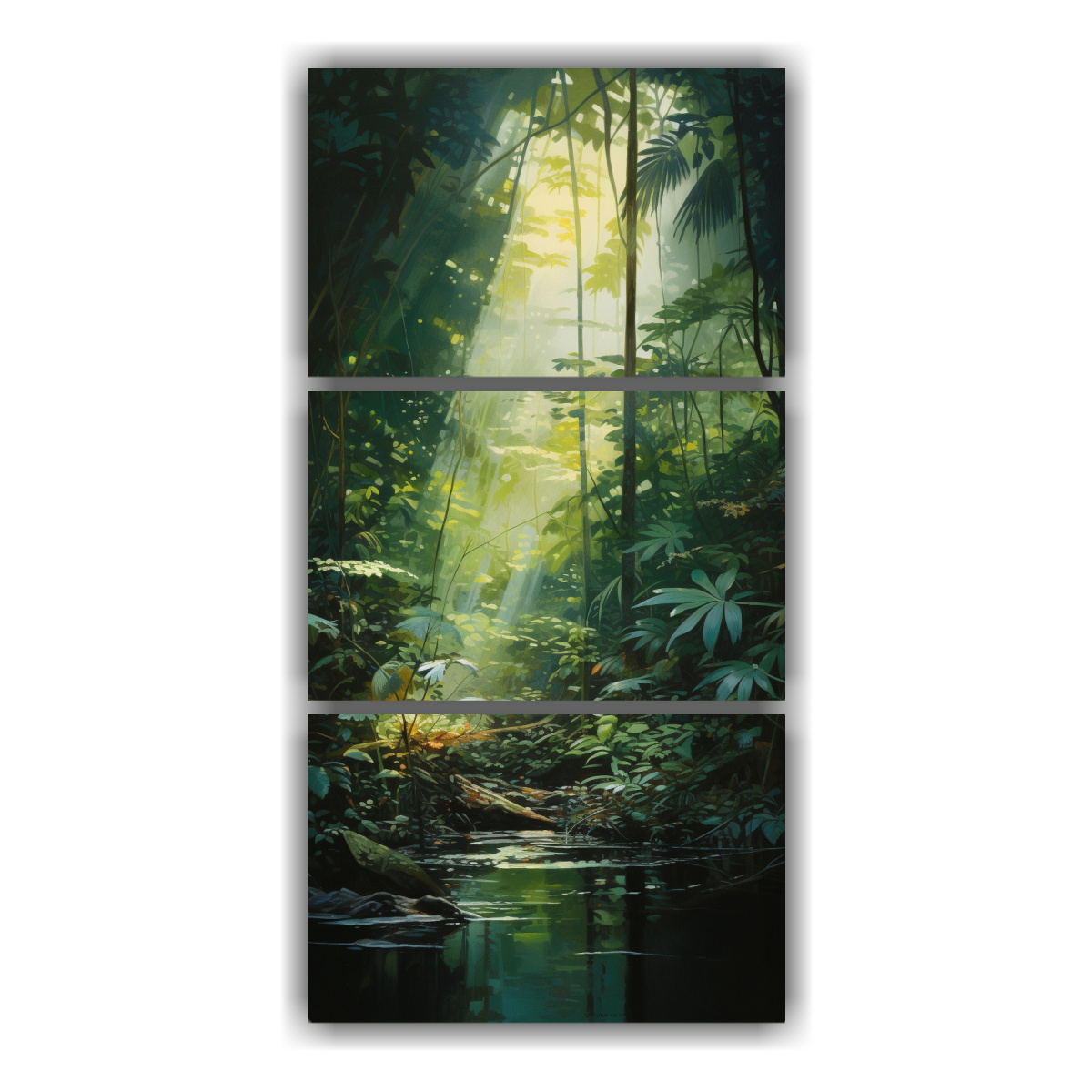 pinturas-decorativas-de-tela-con-armon-a-de-colores-en-la-c-lida-luz-moteada-de-una-selva-tropical-densa-y-abstracta