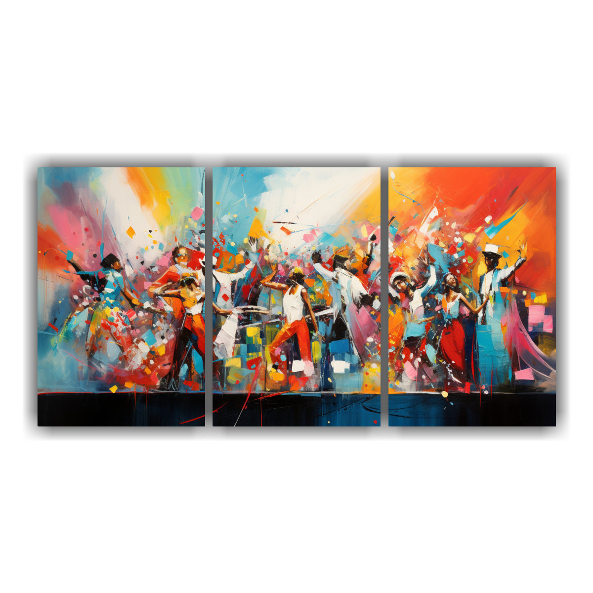 pinturas-decorativas-de-tres-composiciones-de-celebraci-n-de-carnaval-interpretaci-n-m-gica-y-abstracta