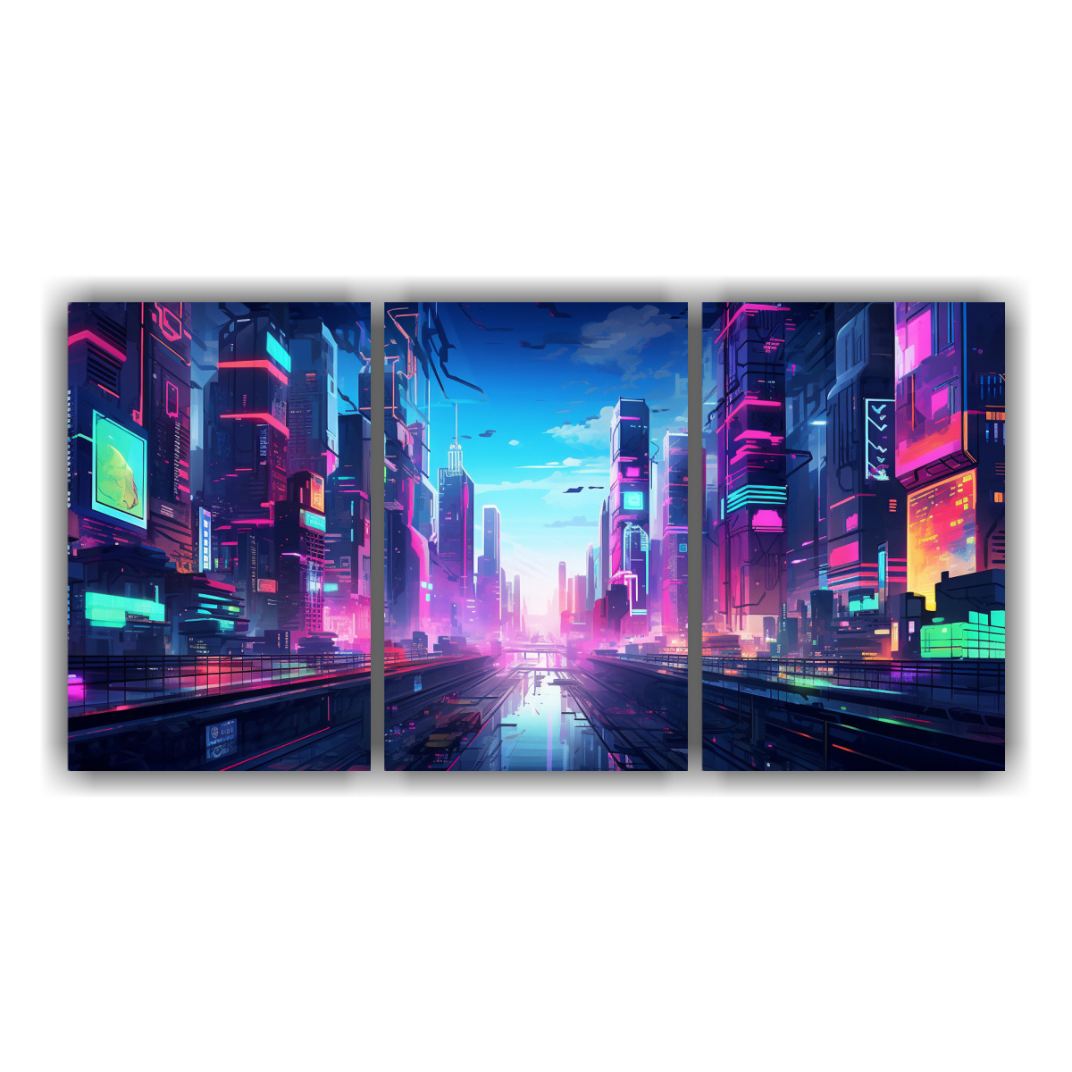 pinturas-decorativas-de-una-ciudad-ciberpunk-abstracta-y-luminosa