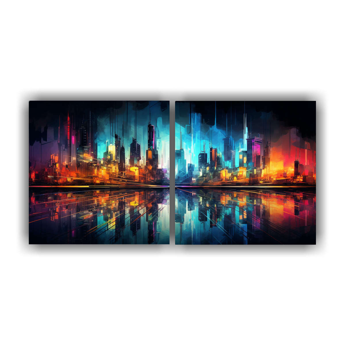 pinturas-decorativas-del-ba-o-de-la-ciudad-abstracta-en-luces-de-ne-n