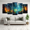 pinturas-decorativas-en-bastidor-de-cinco-telas-con-hermosa-creatividad-bosque-encantado-en-brillos-abstractos-1