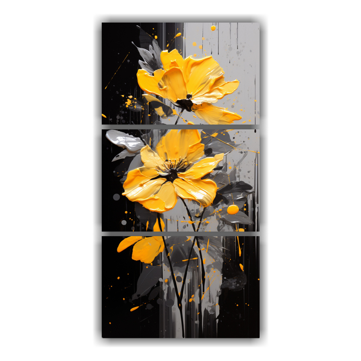 pinturas-decorativas-en-estilo-medio-de-brocha-con-intensos-patrones-en-tres-telas-en-bastidor