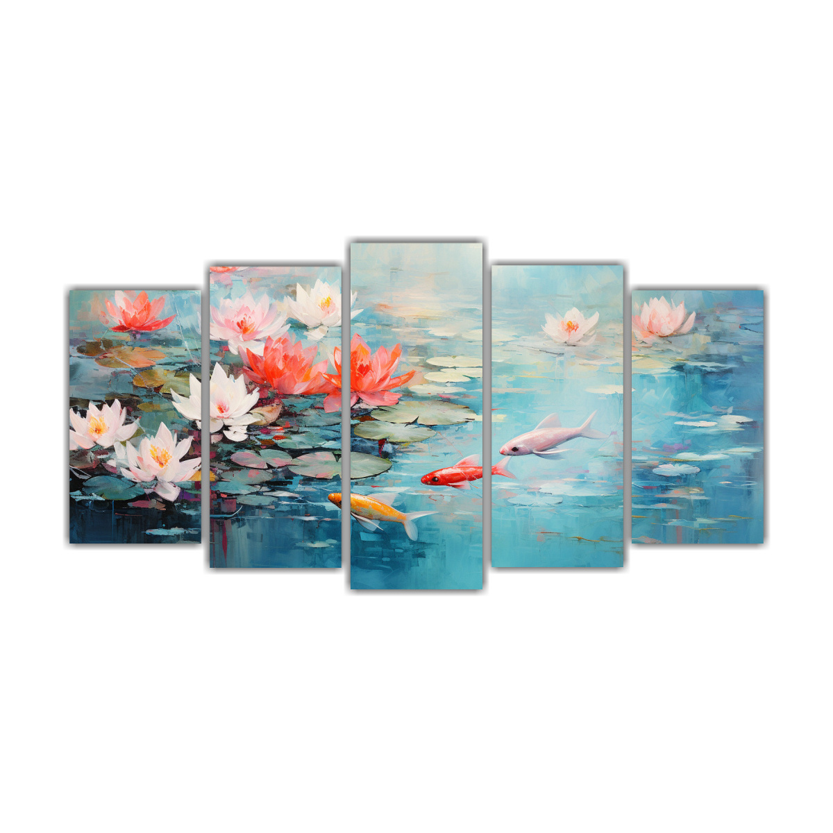 pinturas-decorativas-exclusivas-lirios-de-agua-y-dos-peces-nadando-