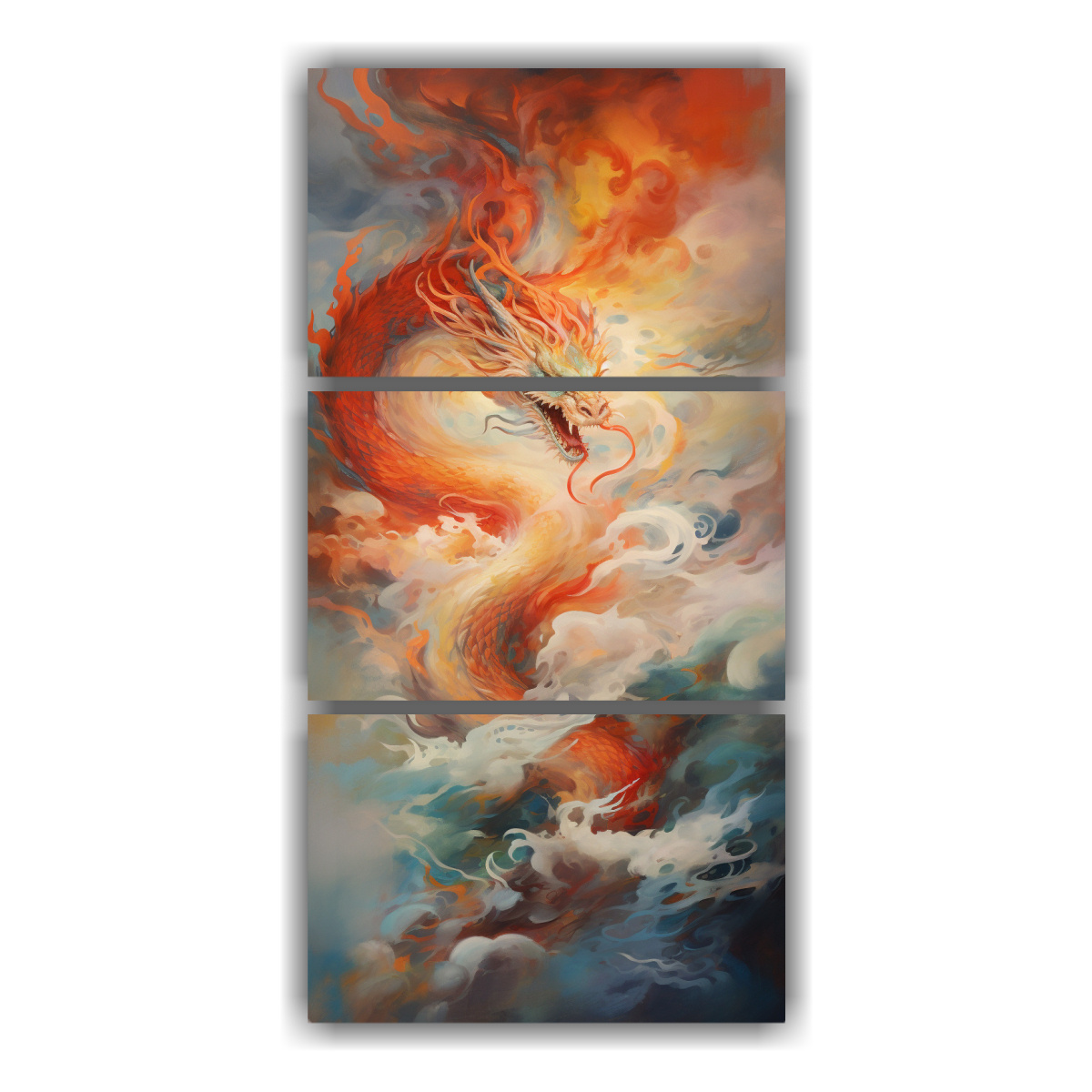 pinturas-decorativas-inspiradoras-y-refinadas-de-tres-artes-la-danza-feroz-y-ardiente-de-los-dragones-en-el-cielo-
