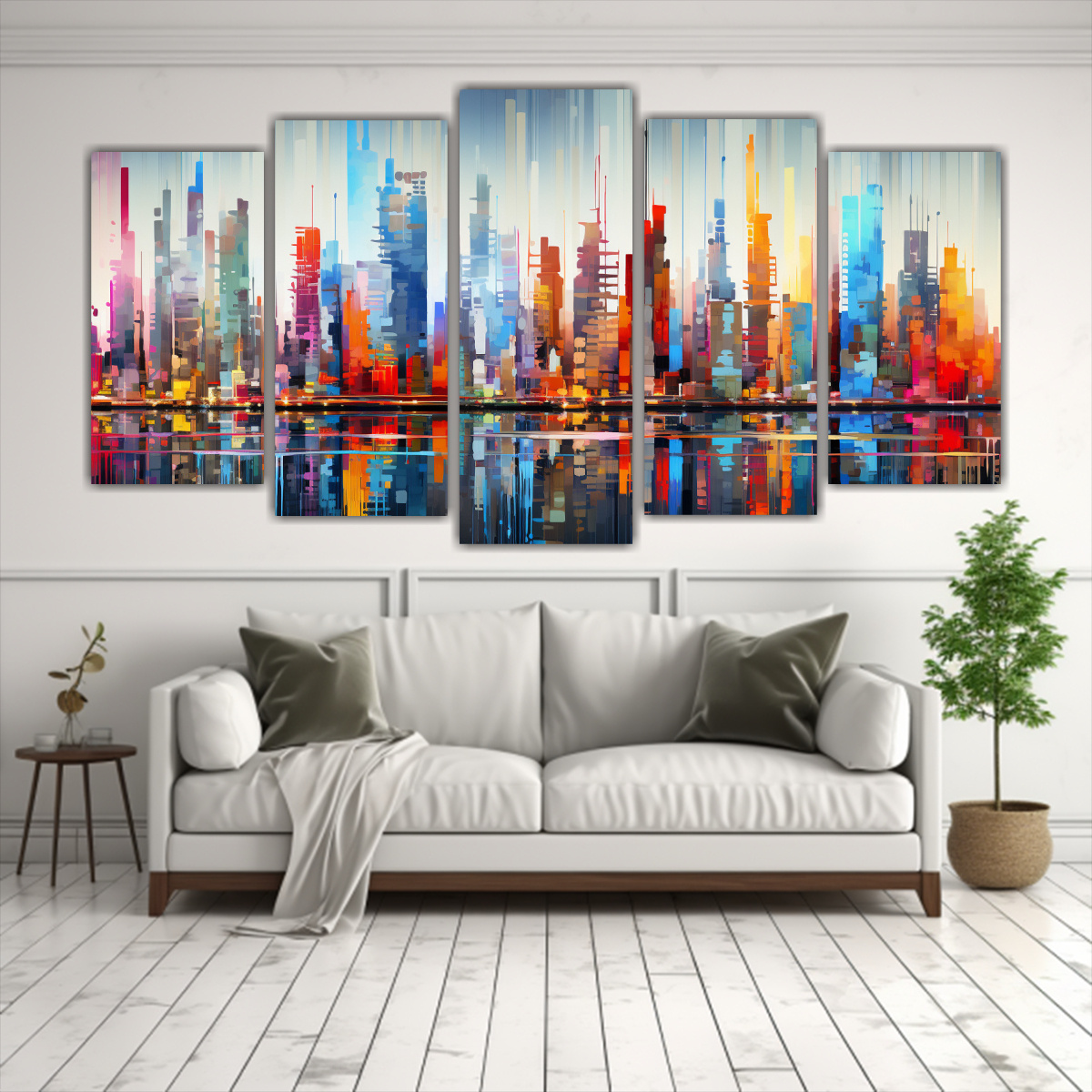 pinturas-decorativas-mixtas-de-arte-glitch-y-arte-vibrante-de-skylines-1