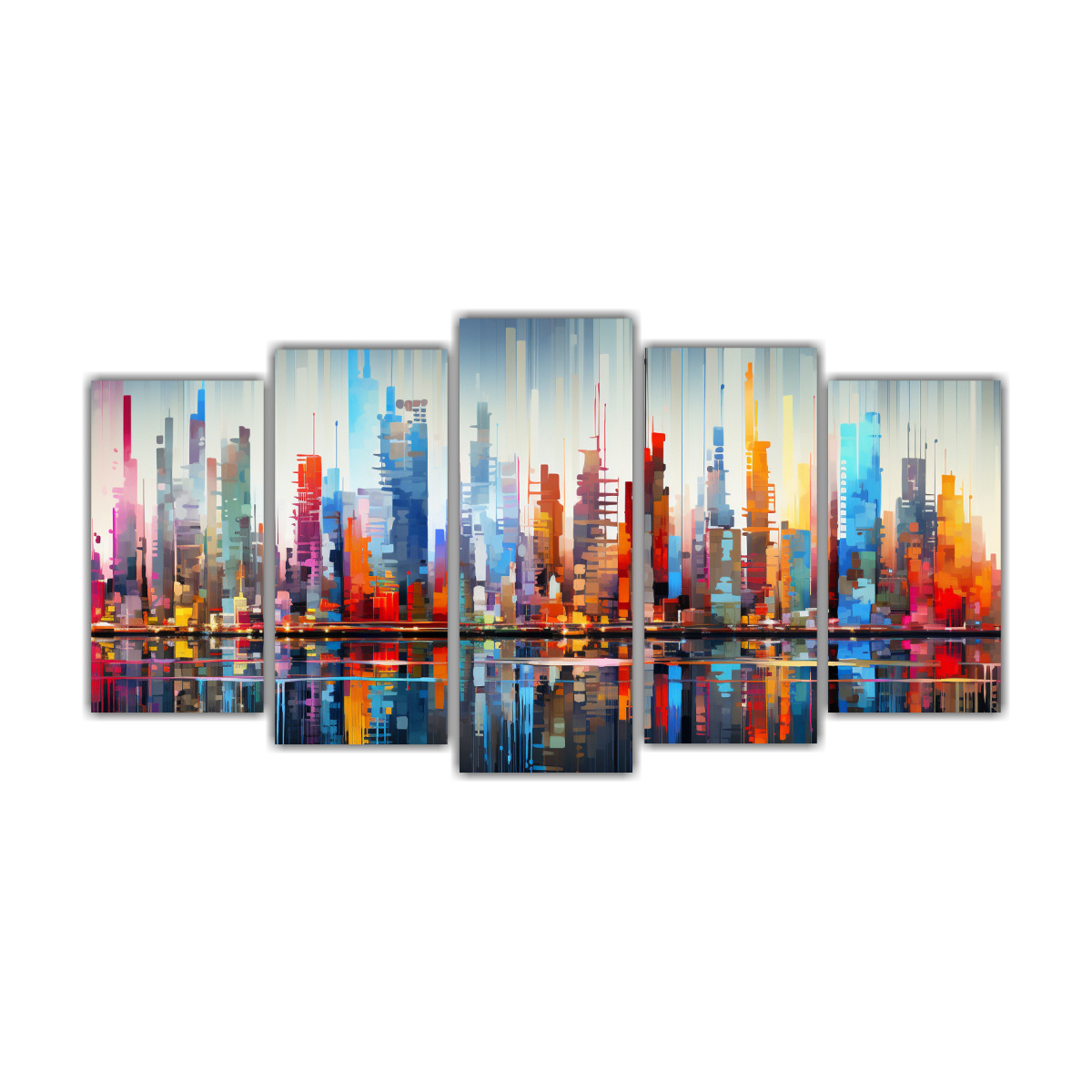 pinturas-decorativas-mixtas-de-arte-glitch-y-arte-vibrante-de-skylines