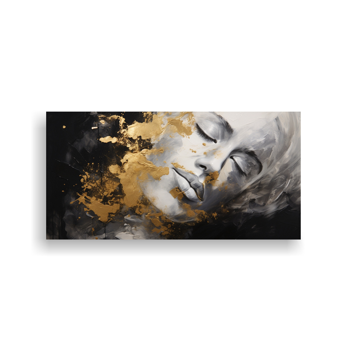 pinturas-decorativas-modernas-de-regalo-con-contornos-faciales-y-salpicaduras-en-plata-y-oro