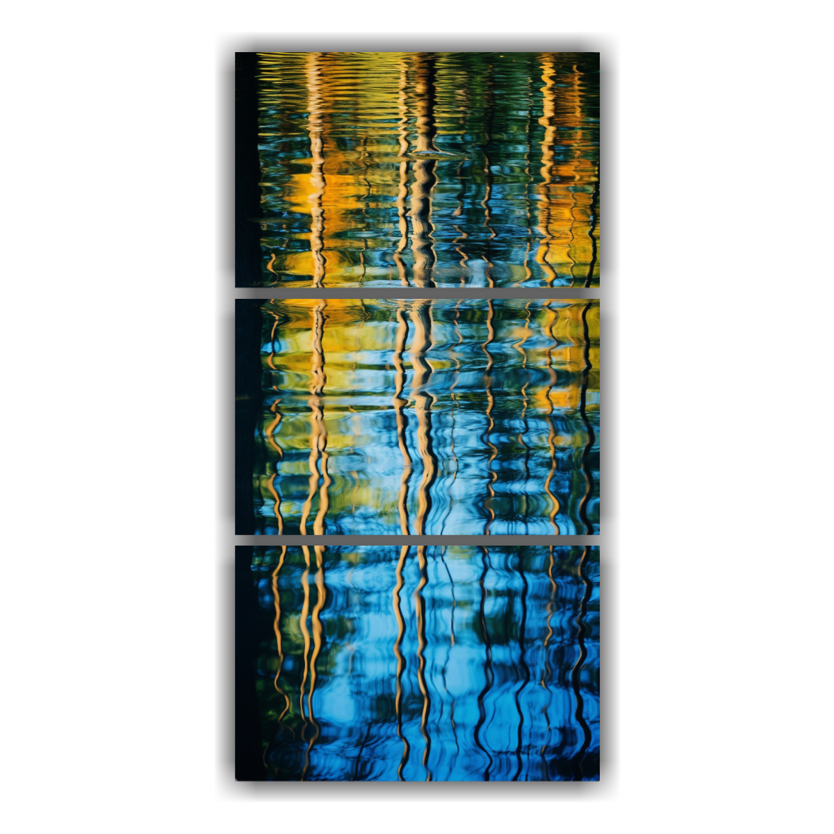 pinturas-decorativas-modernas-de-tres-telas-en-bastidor-street-art-que-capturan-la-calma-y-tranquilidad-de-un-estanque-forestal