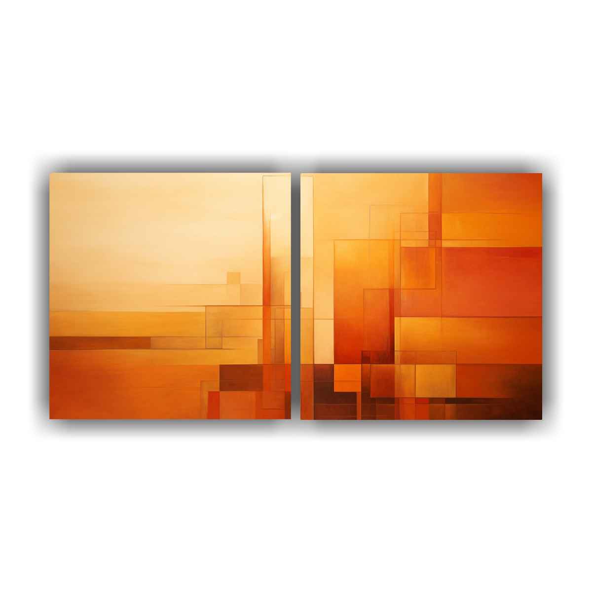 pinturas-decorativas-modernas-en-abstracci-n-geom-trica-tonos-naranja-atardecer