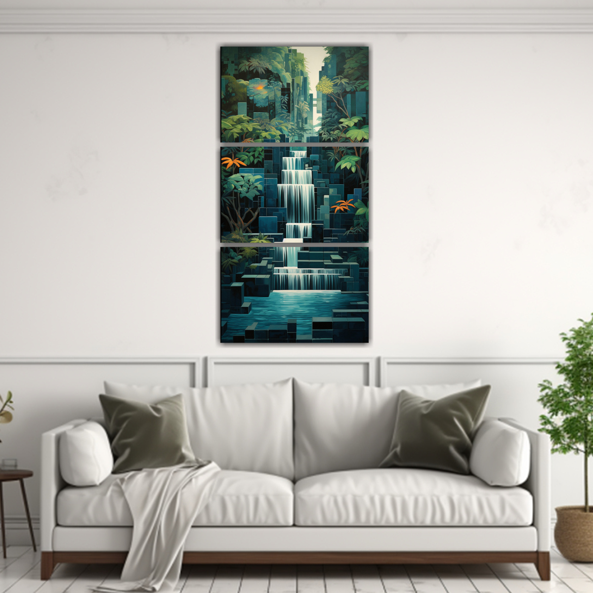 pinturas-decorativas-modernas-tr-ptico-llamativo-de-geometr-as-en-cascada-azul-y-verde-1