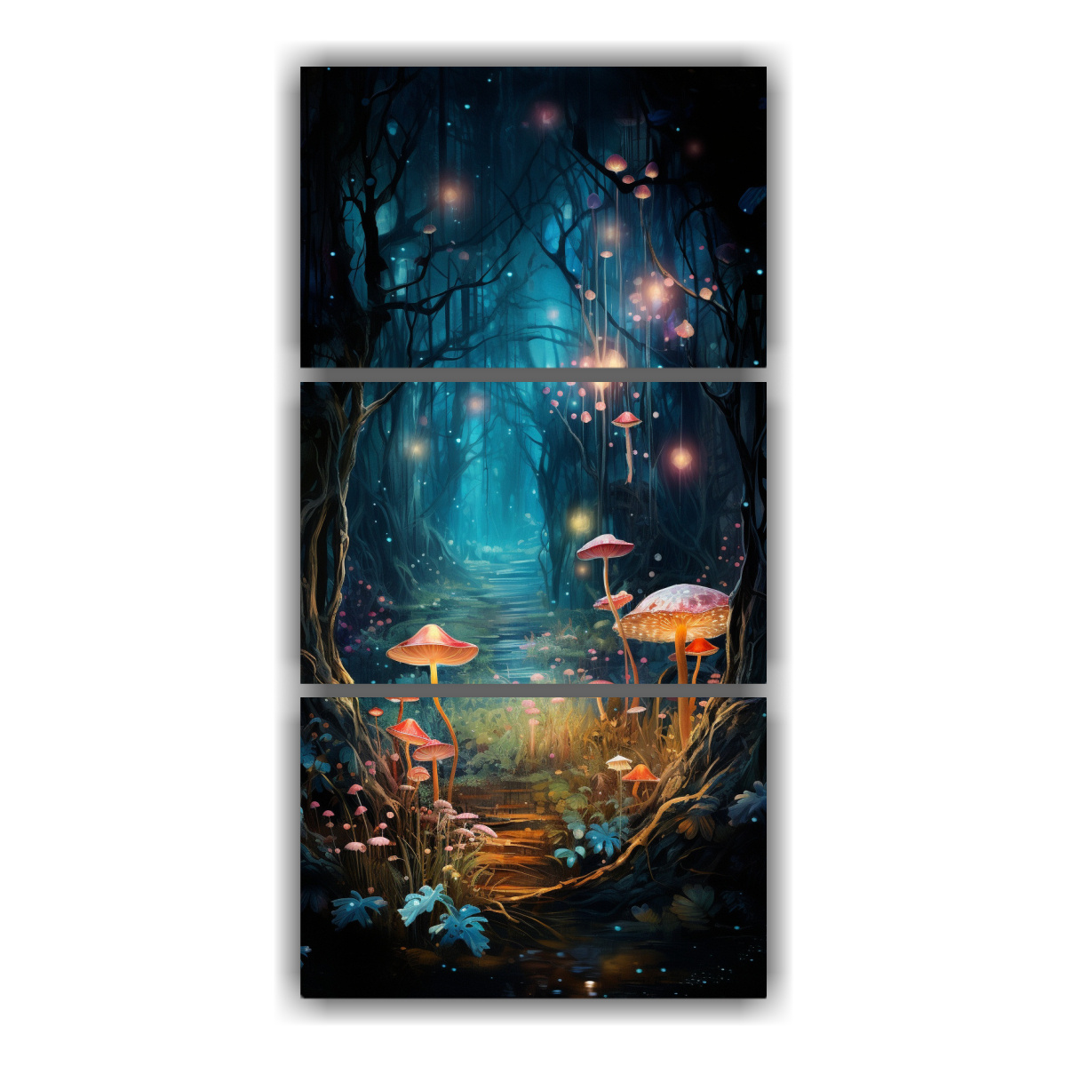 pinturas-decorativas-rectangulares-de-tres-artes-moderno-de-ensue-o-de-una-noche-de-verano-en-la-abstracci-n