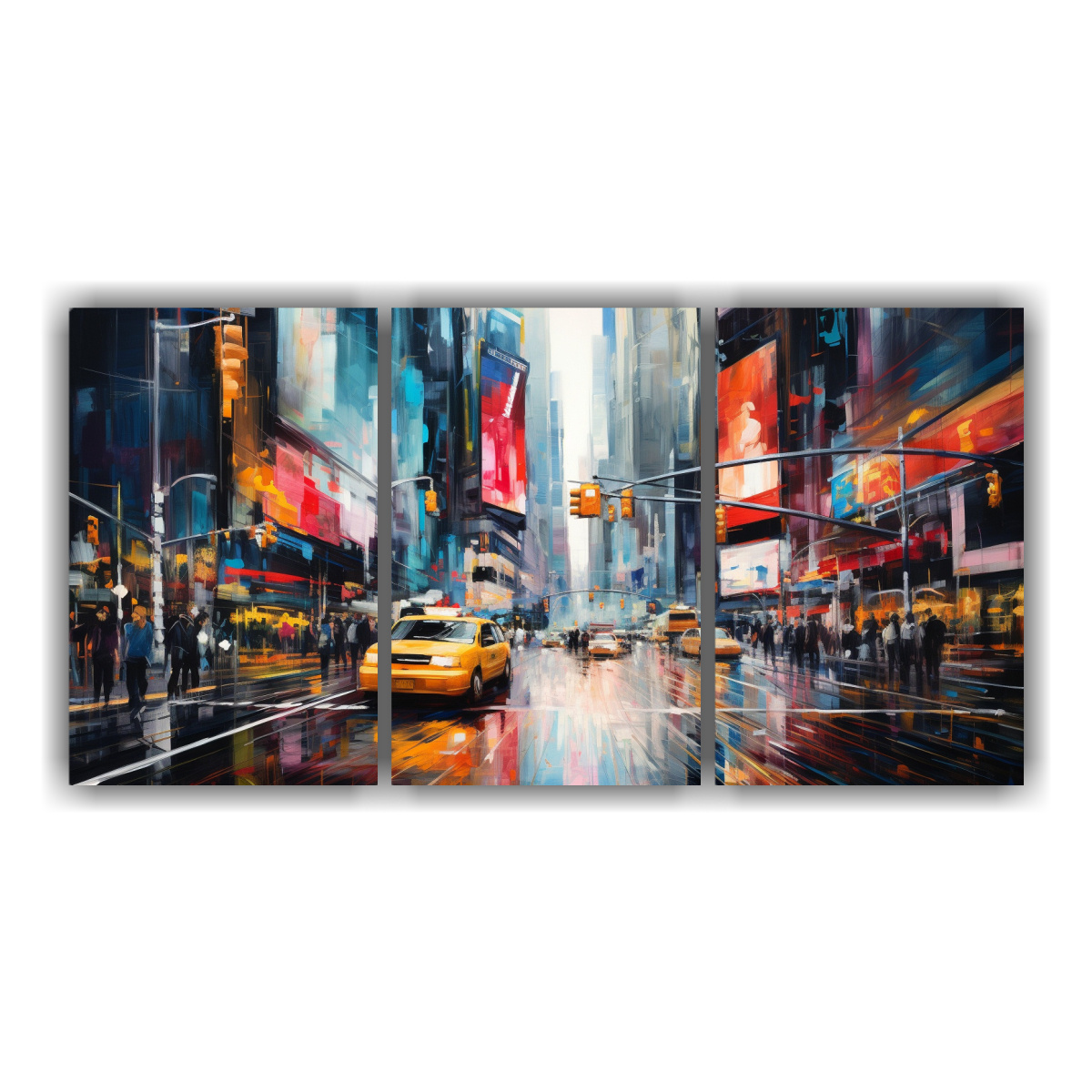 pinturas-decorativas-tres-artes-hermoso-personalidad-el-ritmo-abstracto-de-una-ciudad-bulliciosa-en-hora-punta