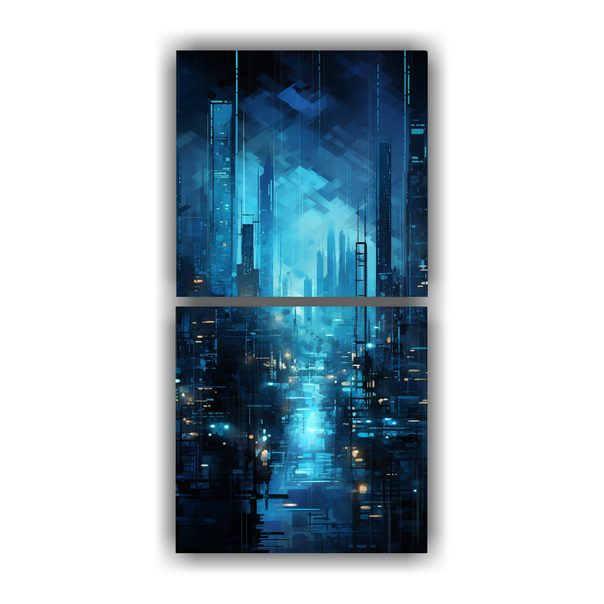 pinturas-digitales-de-la-ciudad-nocturna-en-azul-y-gris-para-decoraci-n-