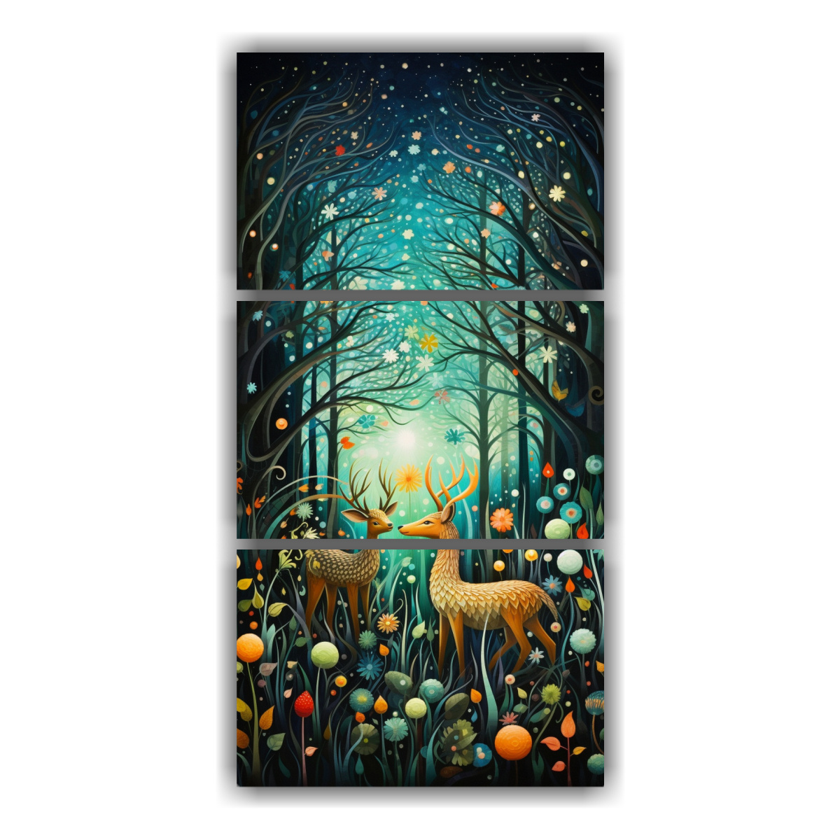 pinturas-en-bastidor-vintage-tres-telas-abstractas-de-cuentos-m-gicos-del-bosque