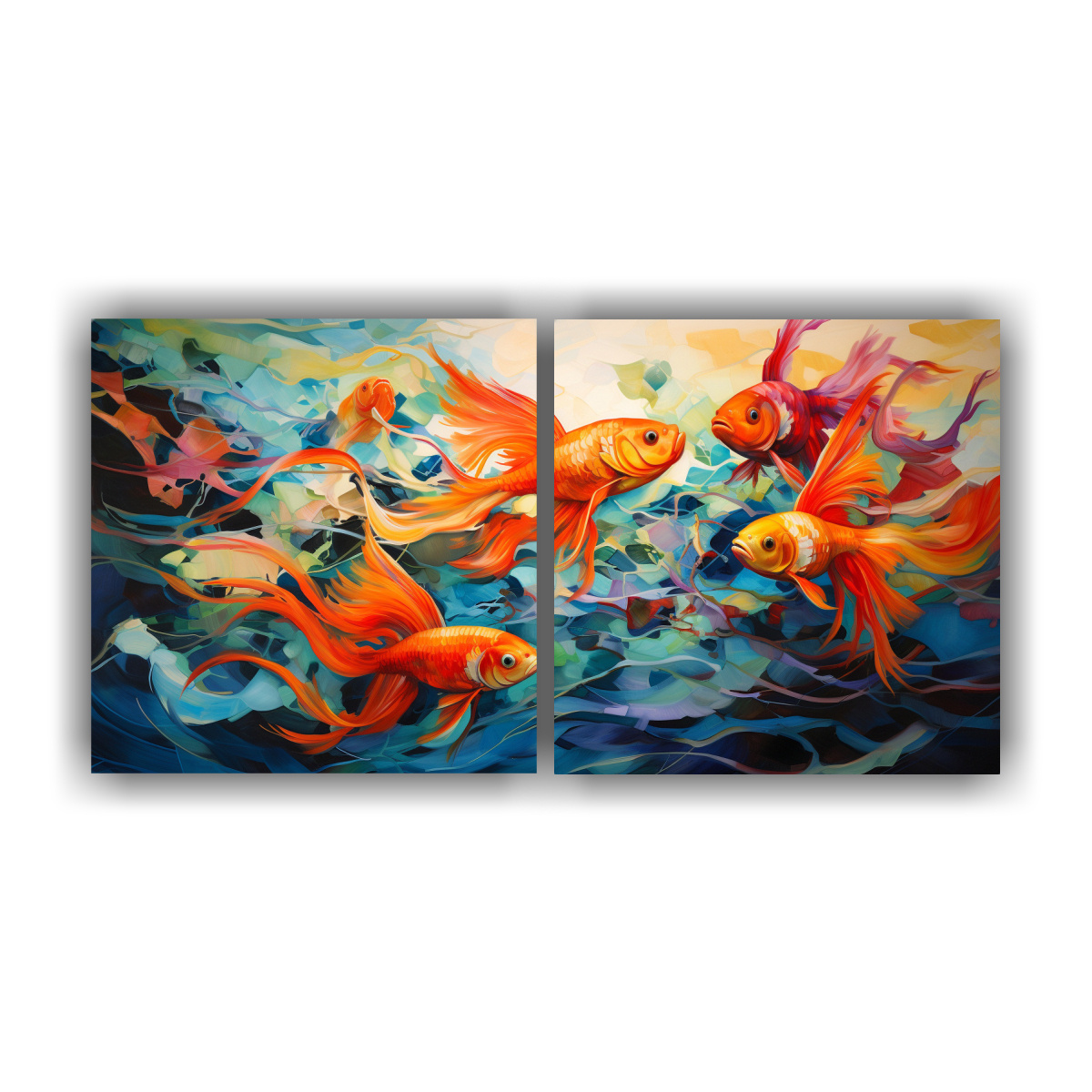 pinturas-peces-abstractos-en-bastidor-de-madera-de-calidad