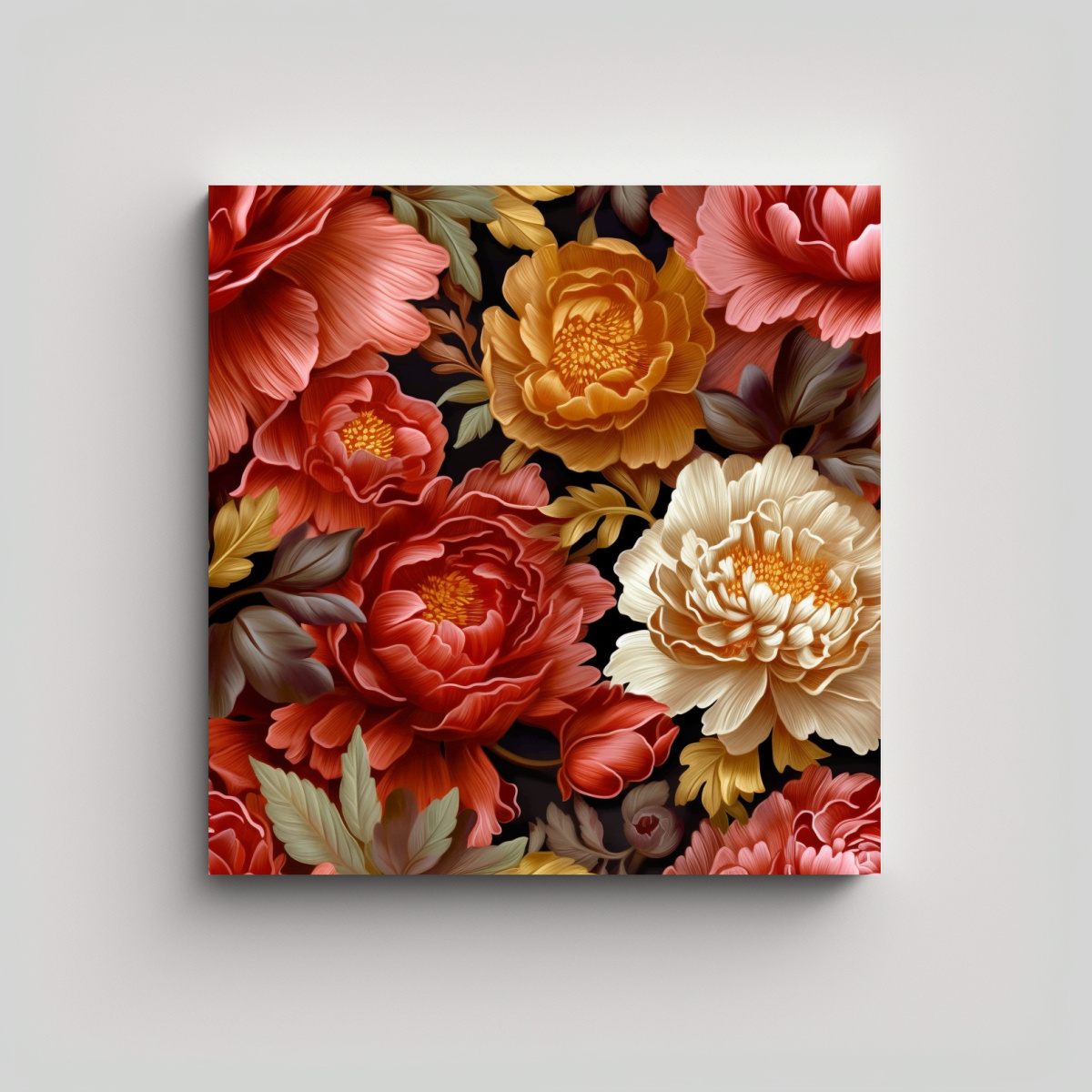 poderoso-lienzo-decorativo-3d-peonia-rojo-naranja-marr-n-oro