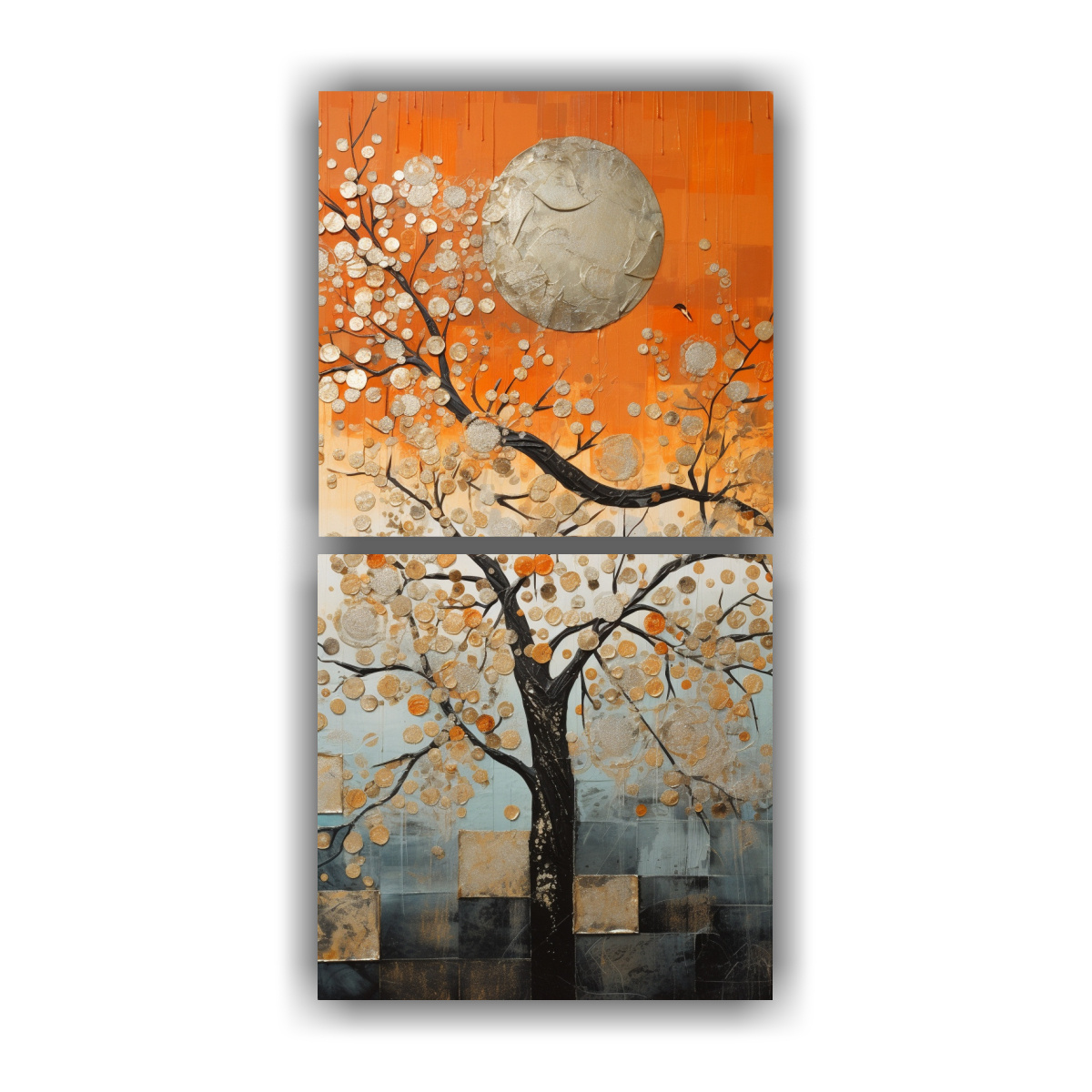 rbol-naranja-y-plateado-en-impresionante-lienzo-de-dibujo