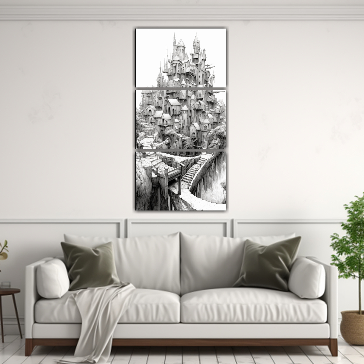 reflejo-espectacular-en-lienzo-tres-lienzos-de-tela-con-dibujo-de-tintas-de-una-ciudad-retorcida-hecha-de-huesos-1-1