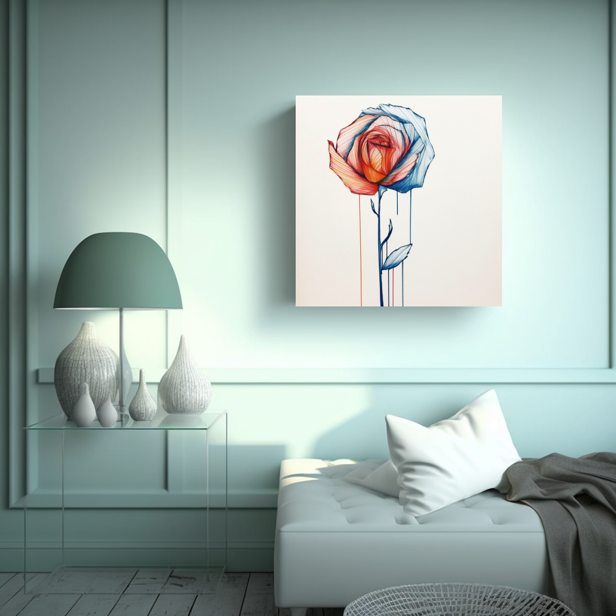 rosa-dibujada-en-l-neas-de-color-arte-de-pared-cultural-1
