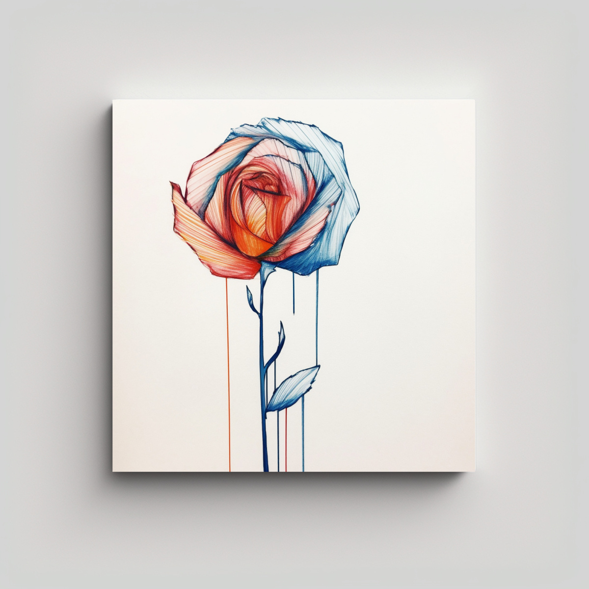 rosa-dibujada-en-l-neas-de-color-arte-de-pared-cultural