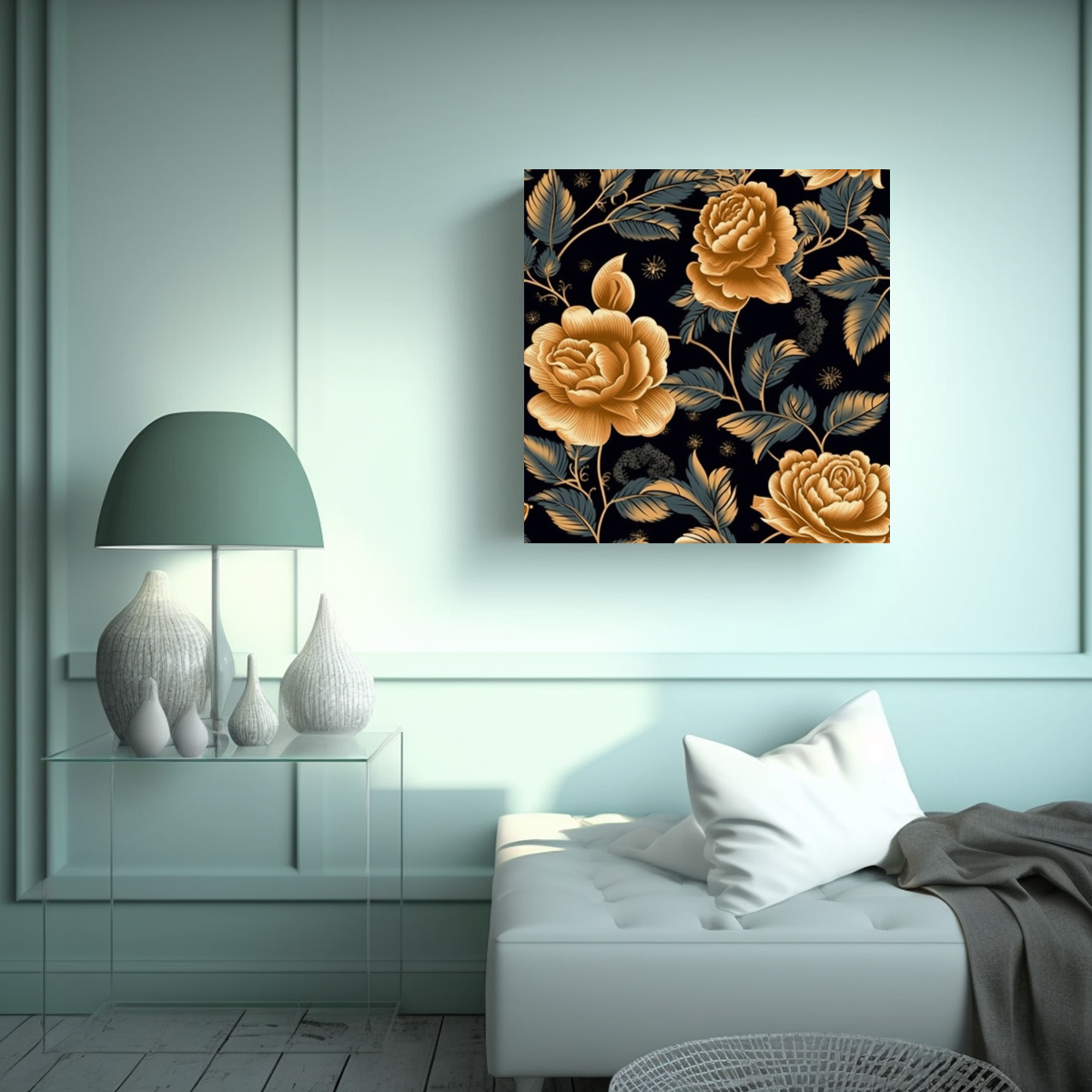rosa-dorada-visual-regal-decorativa-patr-n-floral-arte-mural-1