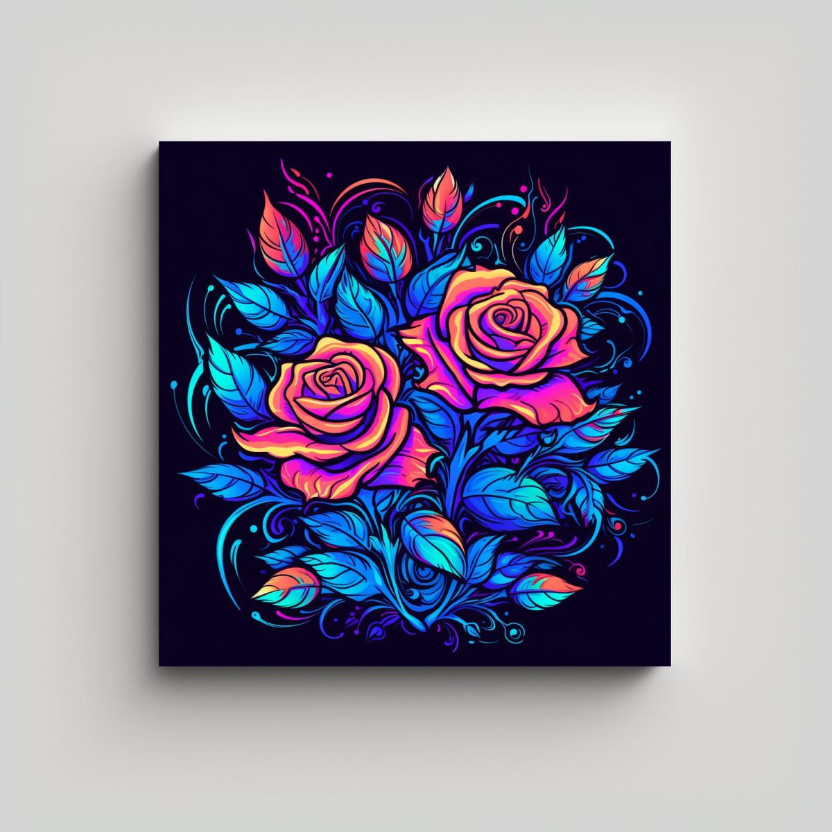 rosa-elegante-moderna-con-hojas-y-espinas-coloridas-lienzo